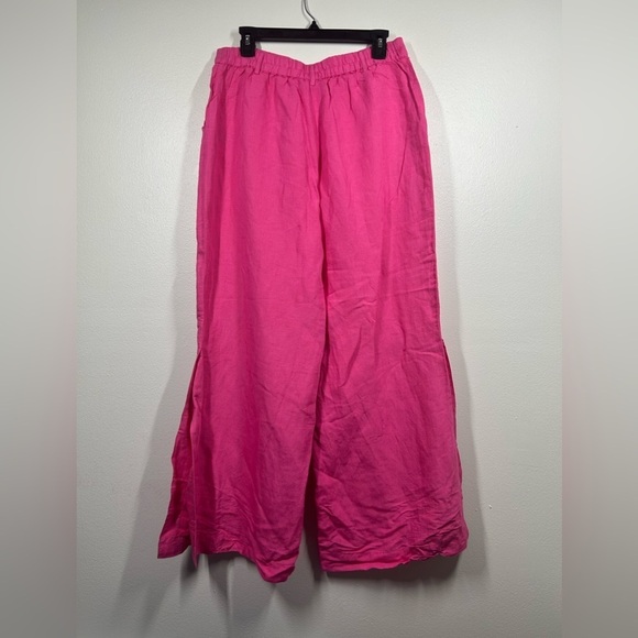 Boston Proper Floral Embellished Linen Pant Pink Multi Colored Sequins Size 12 - Picture 5 of 11